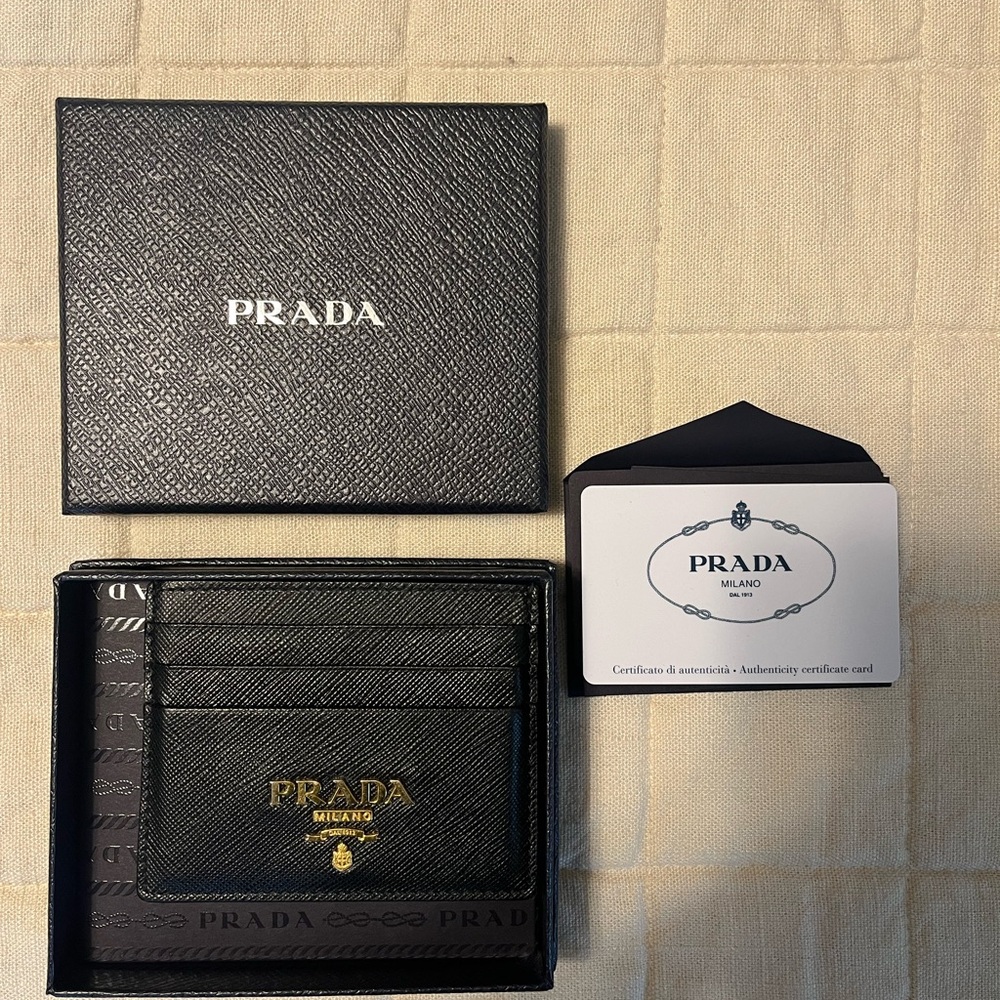 Authentic Prada Saffiano Black Card Case